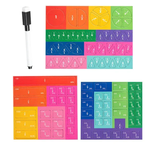 Fraction Learning Book Magnetic Pieces Hands-On Portable