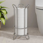 Freestanding Chrome-Plated Iron Toilet Roll Stand (Holds 3 Rolls)
