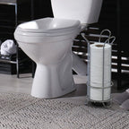 Freestanding Chrome-Plated Iron Toilet Roll Stand (Holds 3 Rolls)