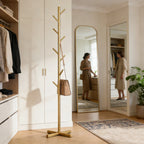Freestanding Coat Rack Metal 8 Hooks & Stable Cross Base