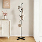 Freestanding Coat Rack Metal 8 Hooks & Stable Cross Base