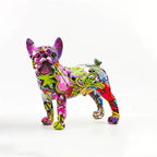French Bulldog Statue Handcrafted Resin Graffiti 8.6 Inch