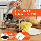 French Fry Cutter Stainless Steel 3 Interchangeable Blades Space-Saving