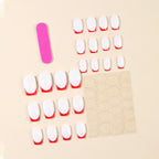 French Tip Nail Set Red Long-Lasting Easy DIY