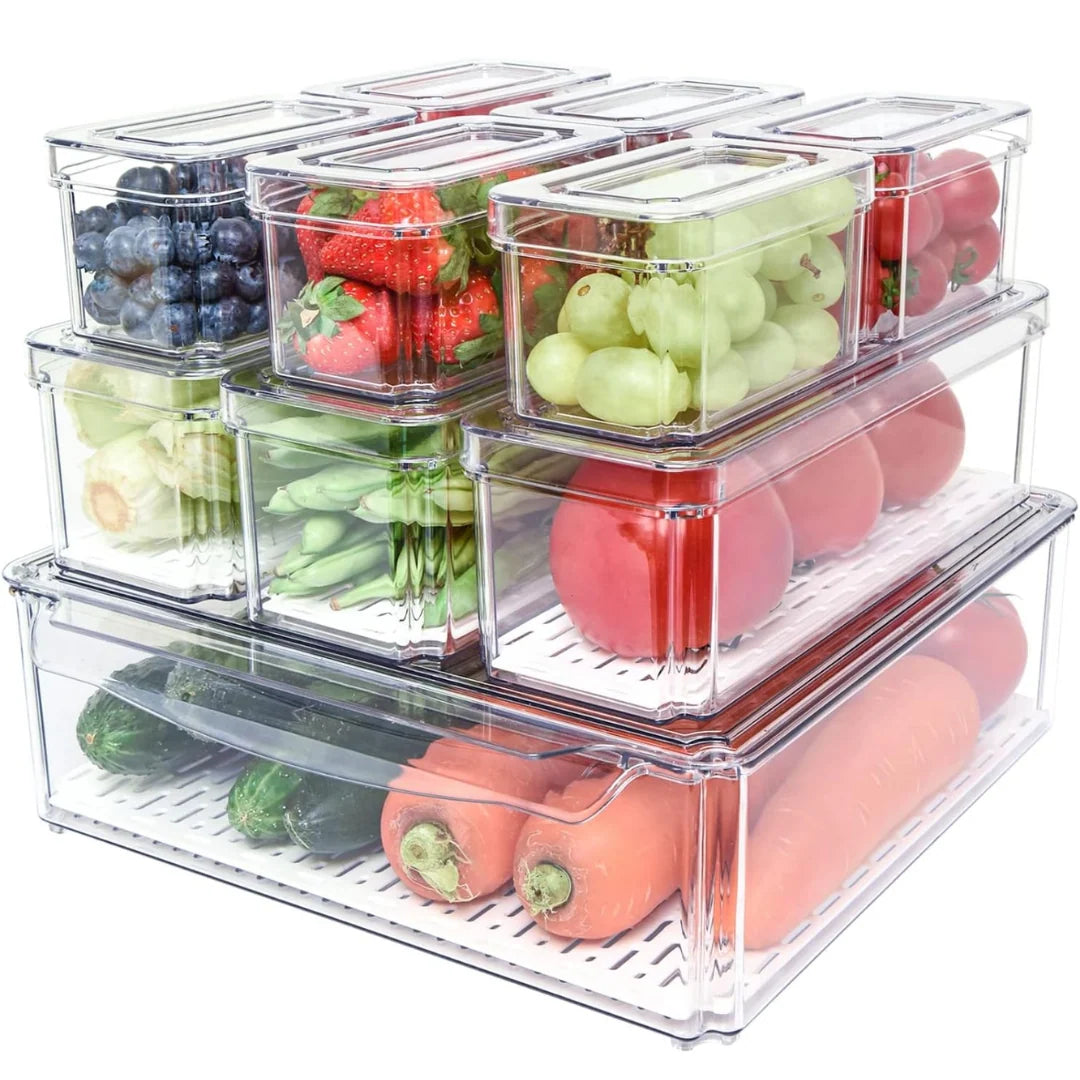 Fridge Organizer Stackable Clear 10-Pack BPA-Free