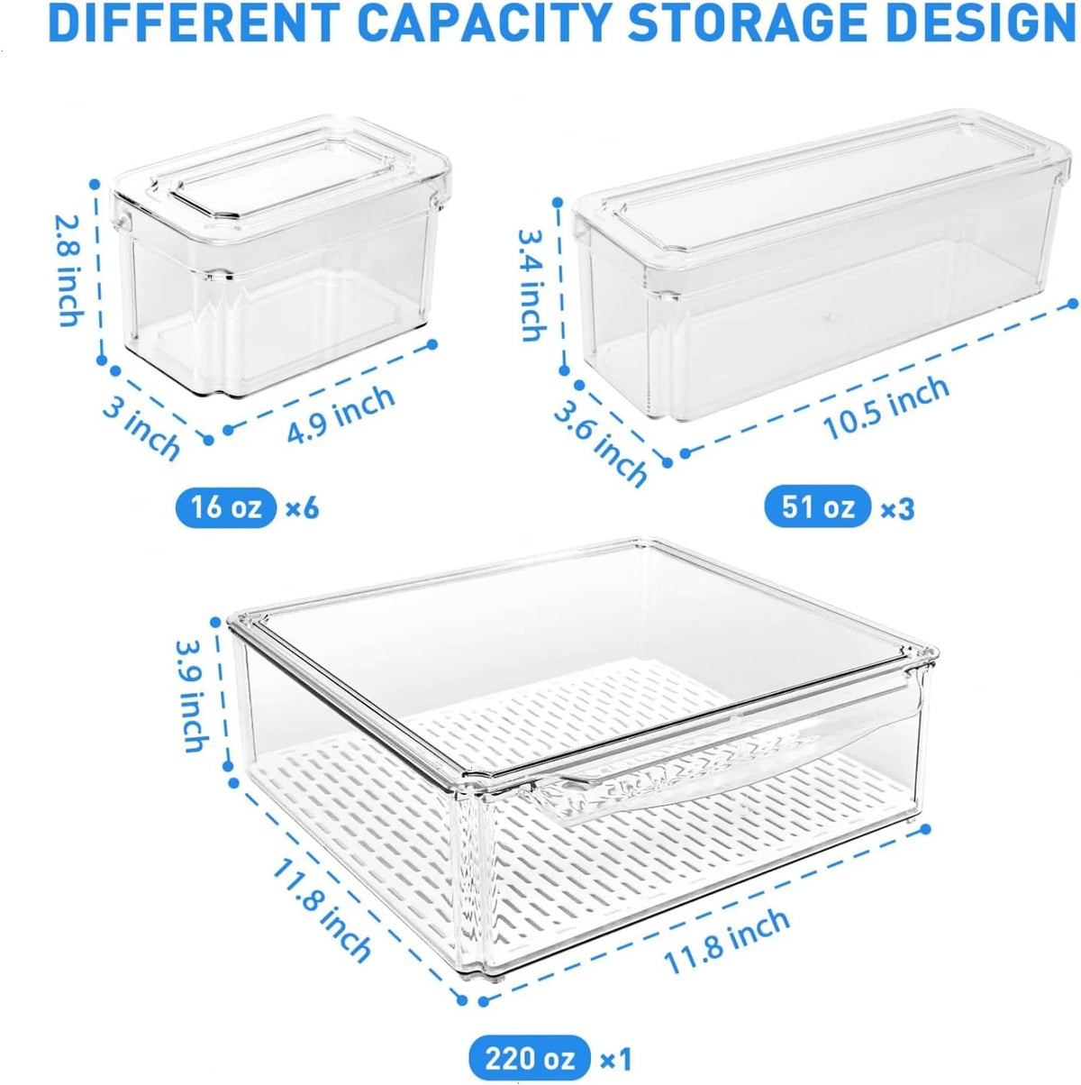 Fridge Organizer Stackable Clear 10-Pack BPA-Free