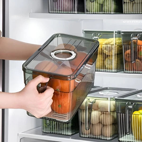 Fridge Storage Box Clear Stackable Ventilated Lid
