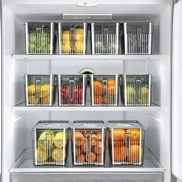Fridge Storage Box Clear Stackable Ventilated Lid