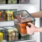Fridge Storage Box Transparent Ventilated Lid Stackable Dishwasher-Safe
