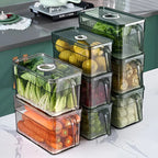Fridge Storage Box Transparent Ventilated Lid Stackable Dishwasher-Safe