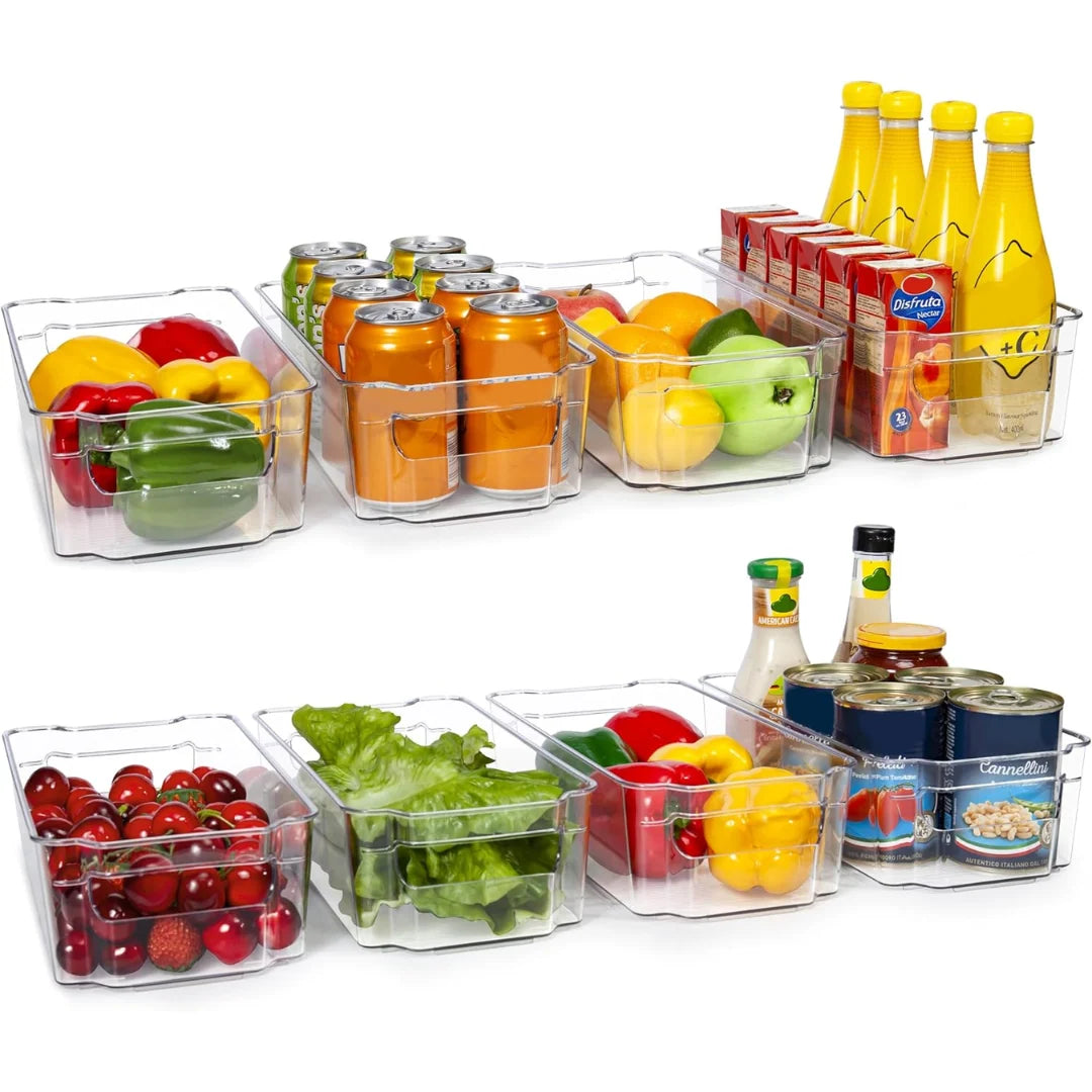 Fridge Storage Boxes Clear & Stackable BPA-Free Set of 4