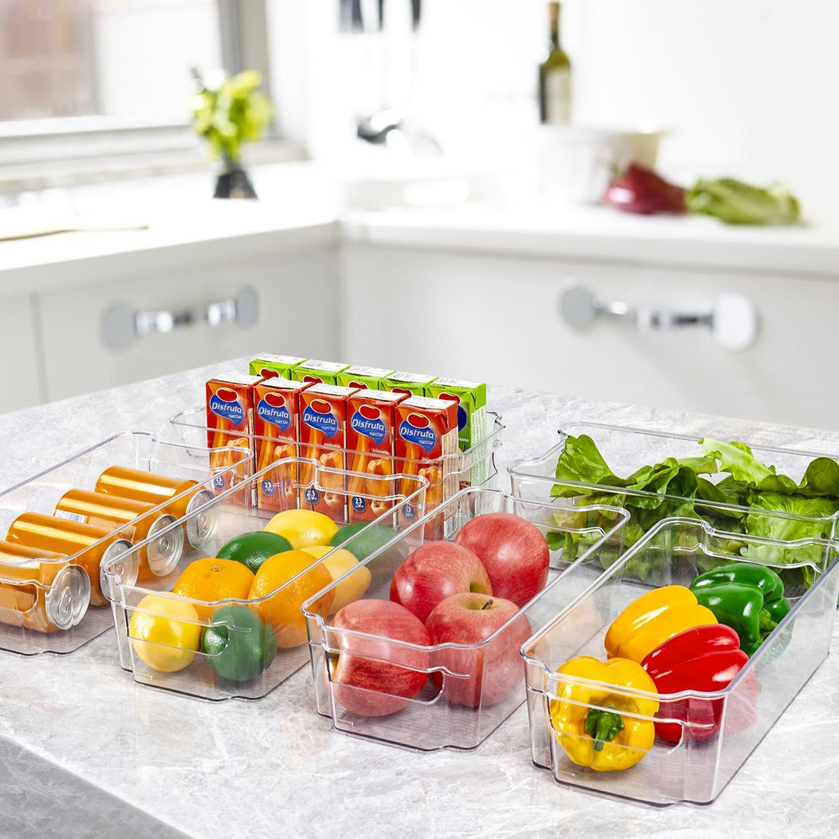 Fridge Storage Boxes Clear & Stackable BPA-Free Set of 4