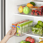 Fridge Storage Boxes Clear & Stackable BPA-Free Set of 4