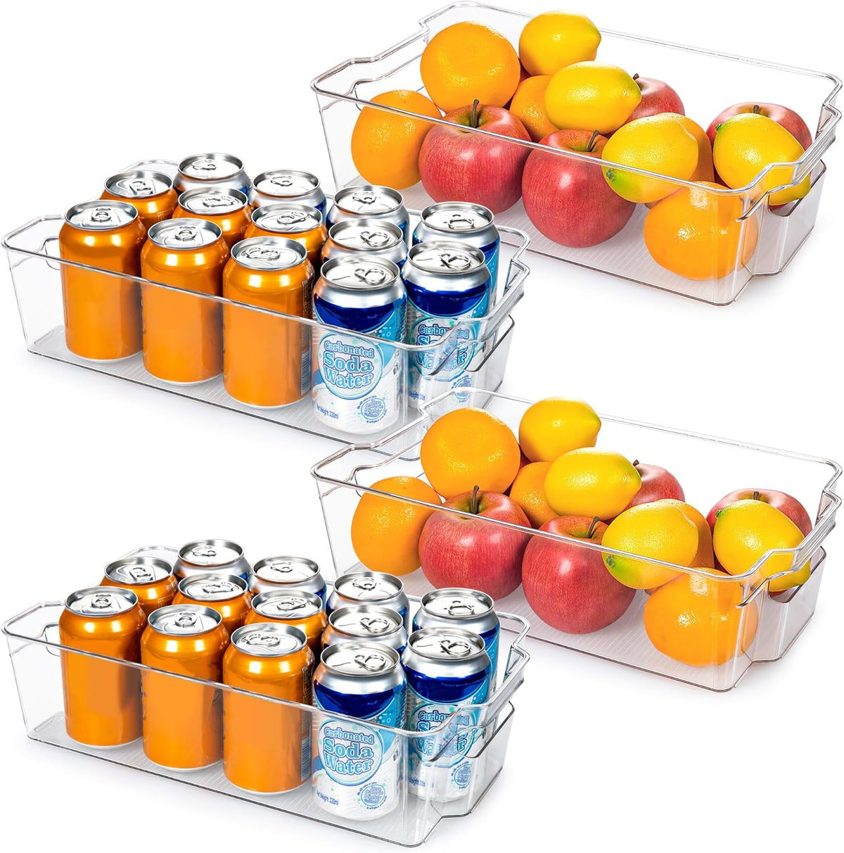Fridge Storage Boxes Clear & Stackable BPA-Free Set of 4
