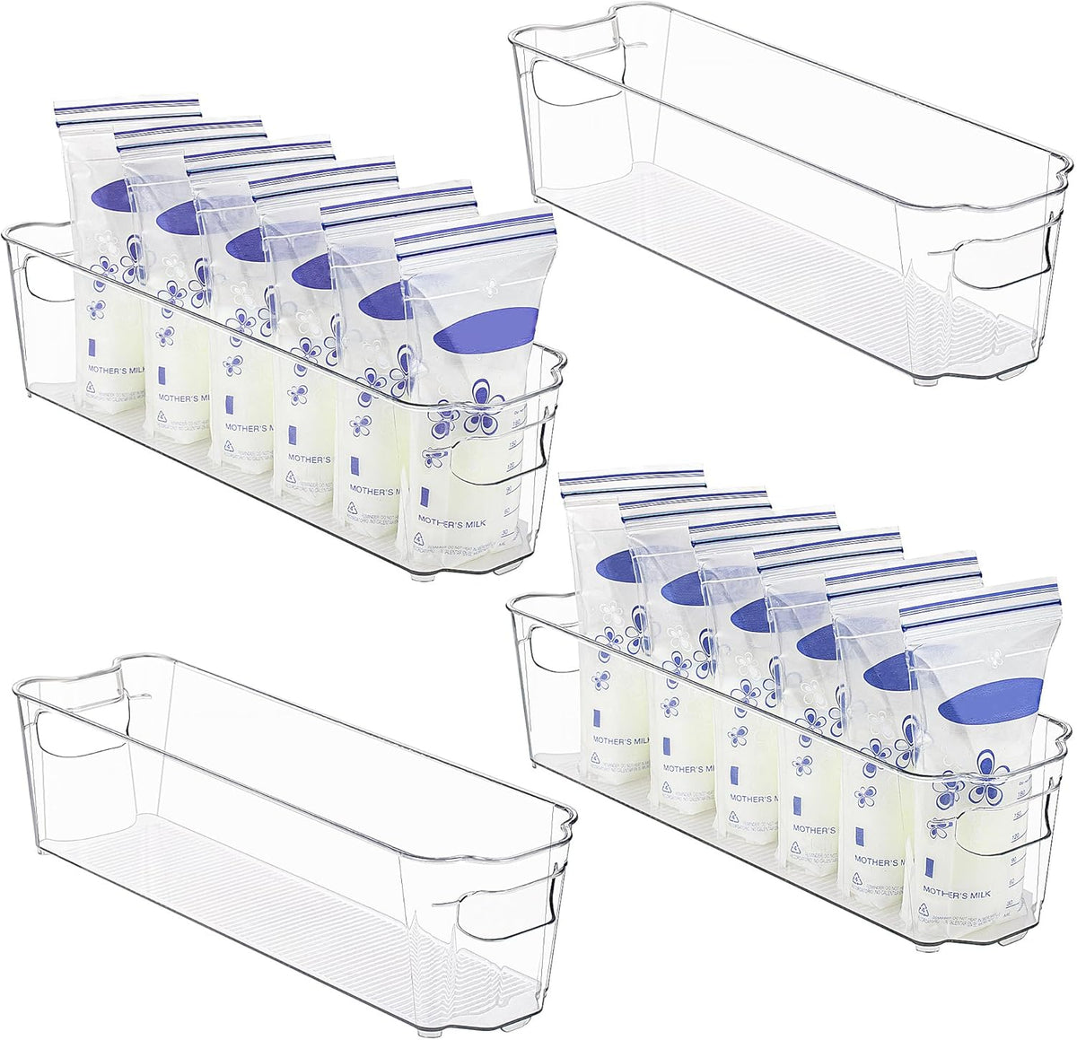 Fridge Storage Boxes Clear & Stackable BPA-Free Set of 4