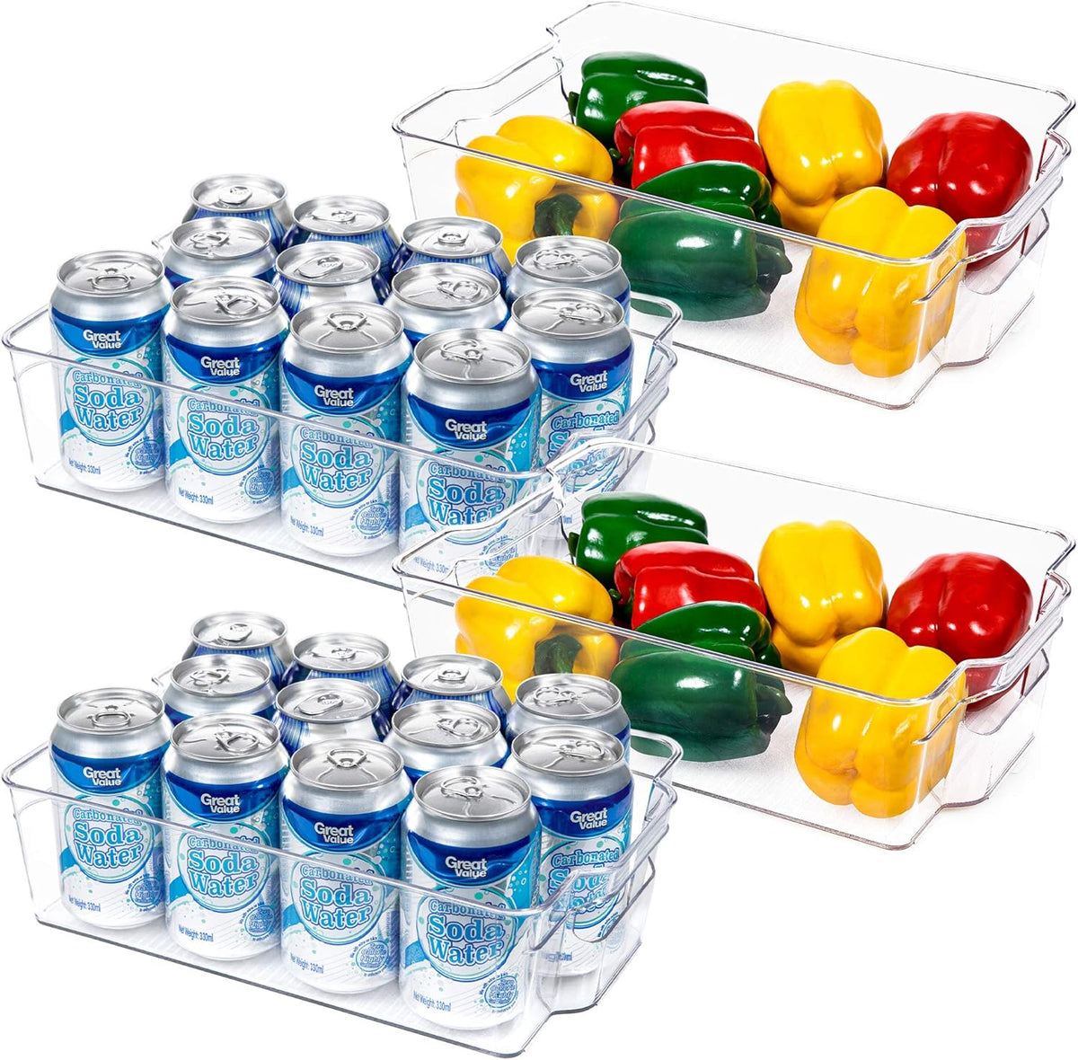 Fridge Storage Boxes Clear & Stackable BPA-Free Set of 4