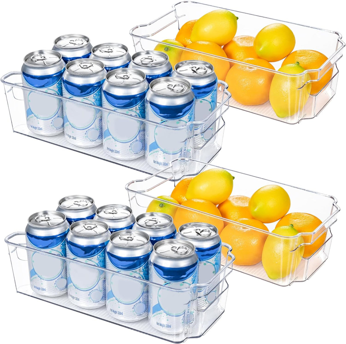 Fridge Storage Boxes Clear & Stackable BPA-Free Set of 4