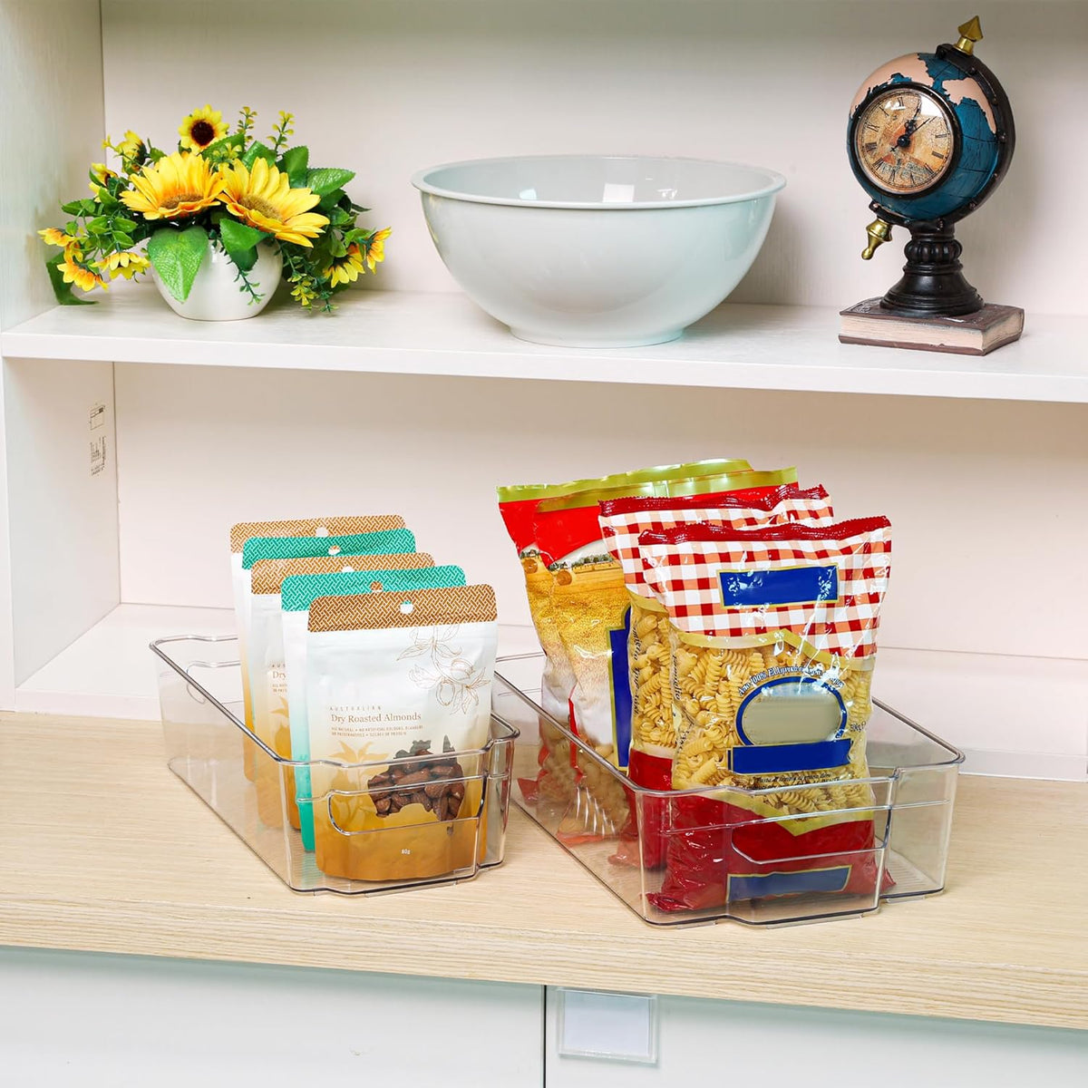 Fridge Storage Boxes Clear & Stackable BPA-Free Set of 4