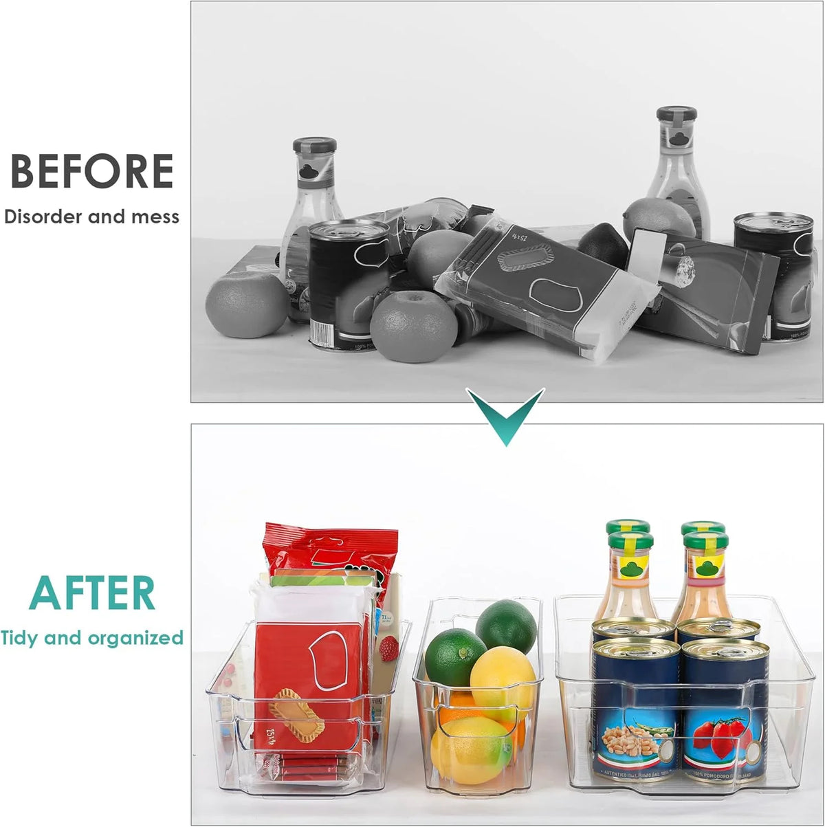 Fridge Storage Boxes Clear & Stackable BPA-Free Set of 4