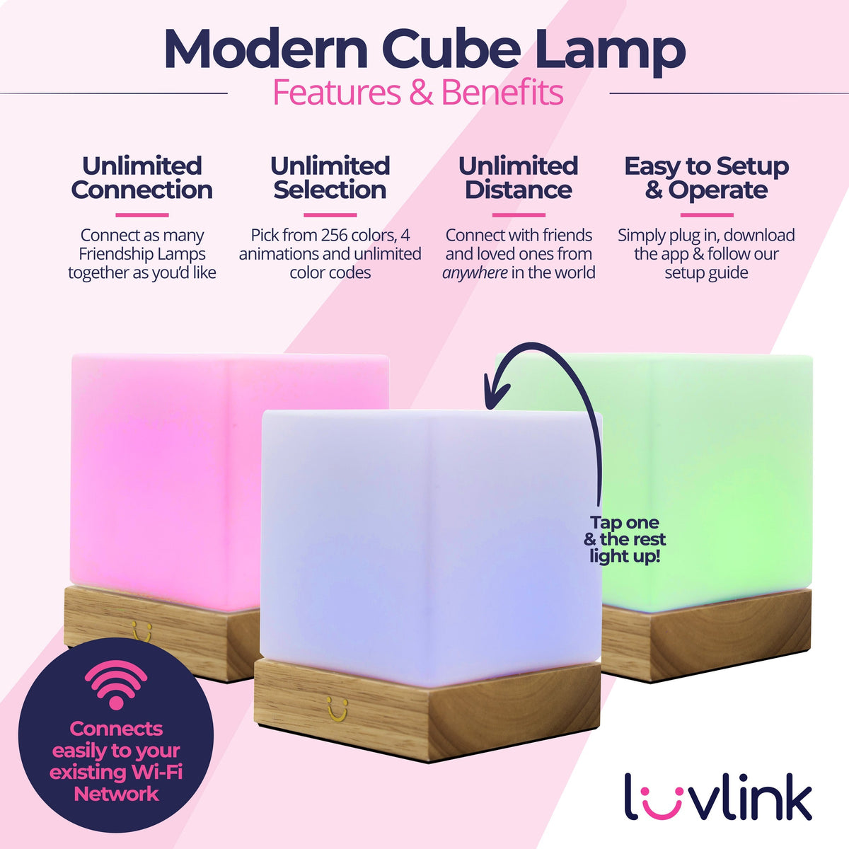 Friendship Lamp Instant Tap Sync Timber & Frosted Glass