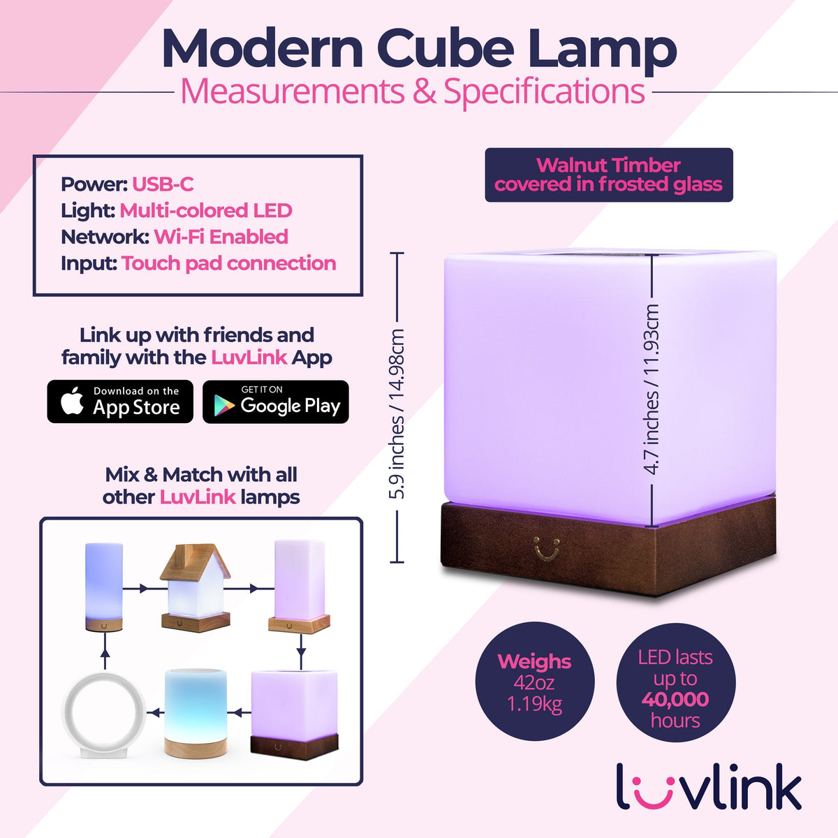 Friendship Lamp Instant Tap Sync Timber & Frosted Glass