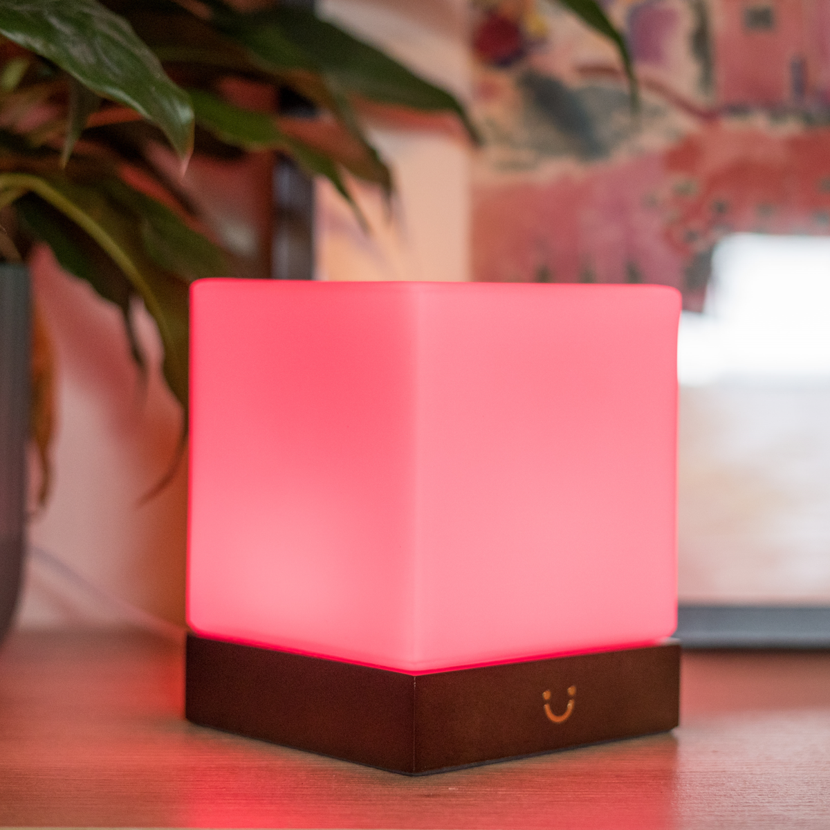 Friendship Lamp Instant Tap Sync Timber & Frosted Glass