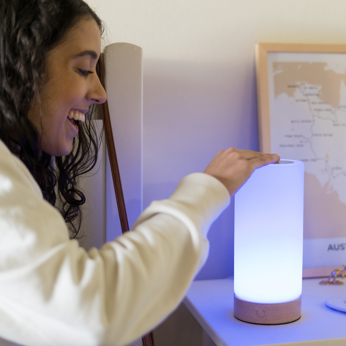 Friendship Lamp Wireless Long-Distance Touch Timber & Frosted Glass
