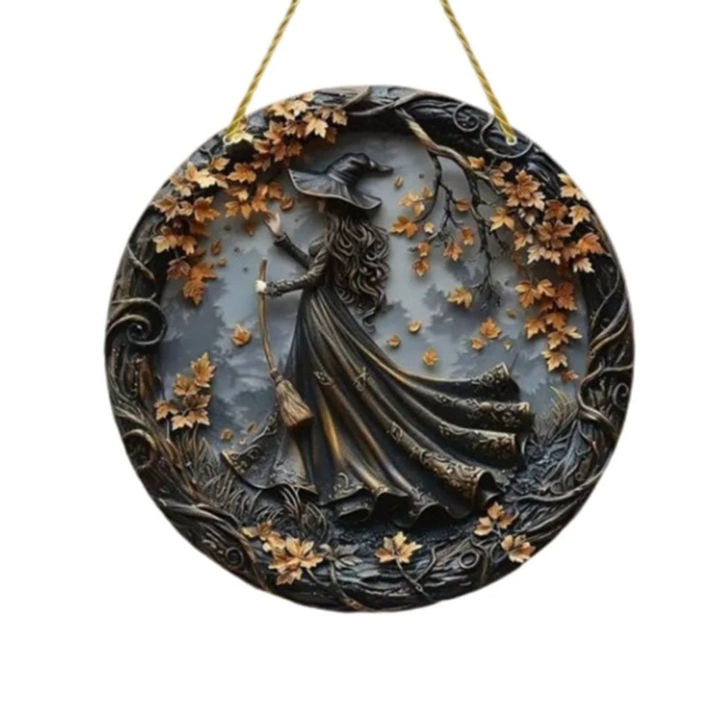 Front Door Sign 3D Witch Relief Weather-Resistant