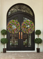 Front Door Wreath Silk Flowers & Grapevine 14 Inch