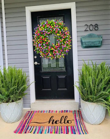 Front Door Wreath Silk Flowers & Grapevine 14 Inch