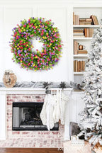 Front Door Wreath Silk Flowers & Grapevine 14 Inch
