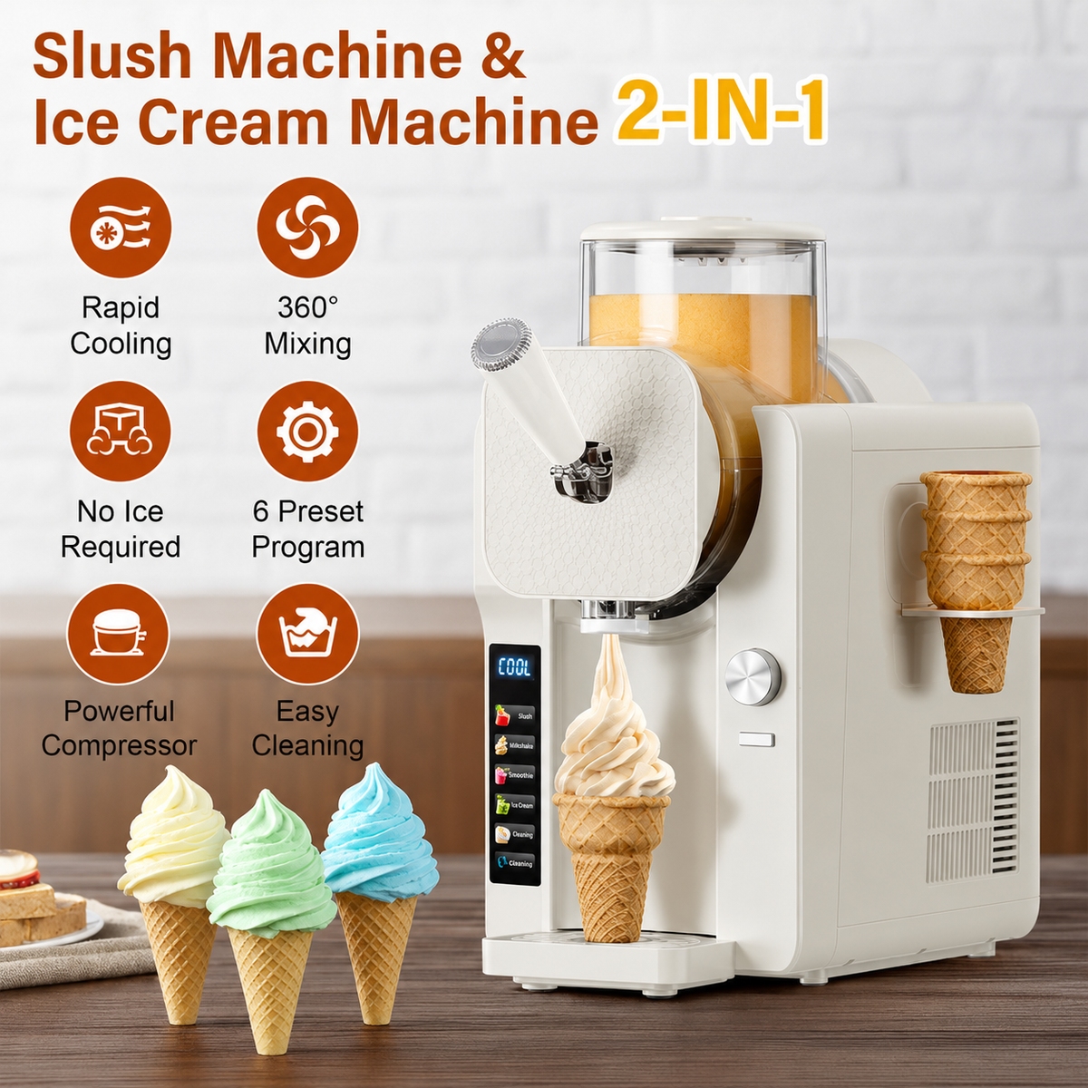 Frozen Dessert Maker 2-in-1 Slush & Ice Cream