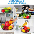 Fruit Basket 2-Tier Metal With Banana Holder