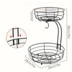 Fruit Basket 2-Tier Metal With Banana Holder