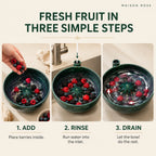 Fruit Rinsing Bowl Glazed Ceramic Built-In Drainage