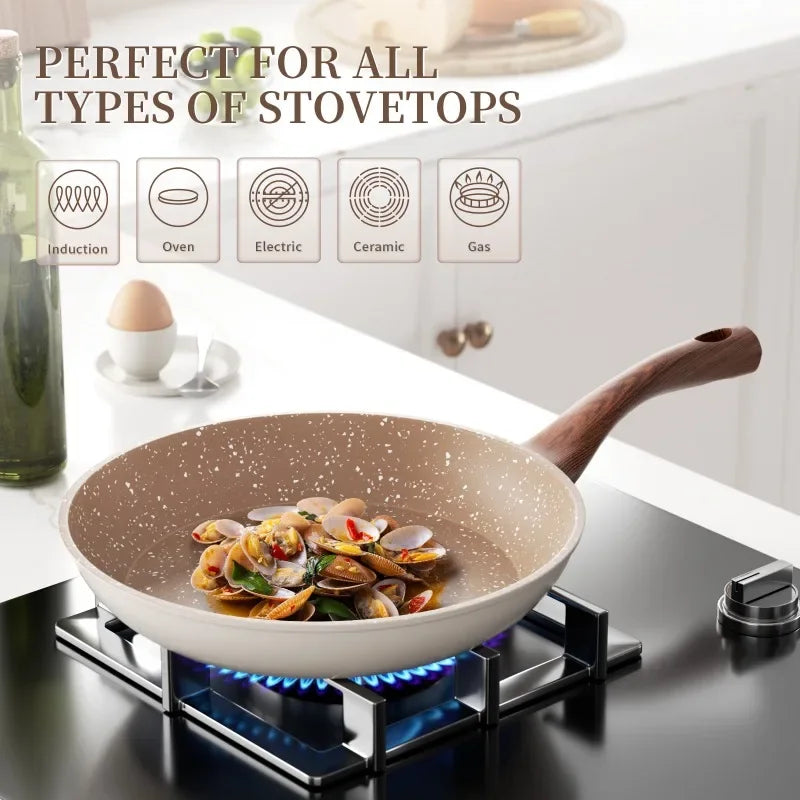 Frying Pan Granite Non-Stick Aluminum Core Induction Ready