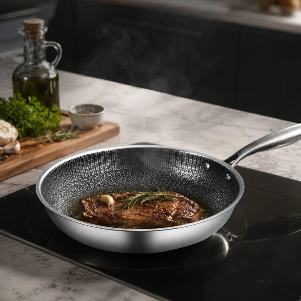 Frying Pan Non-Stick Honeycomb Stainless Steel