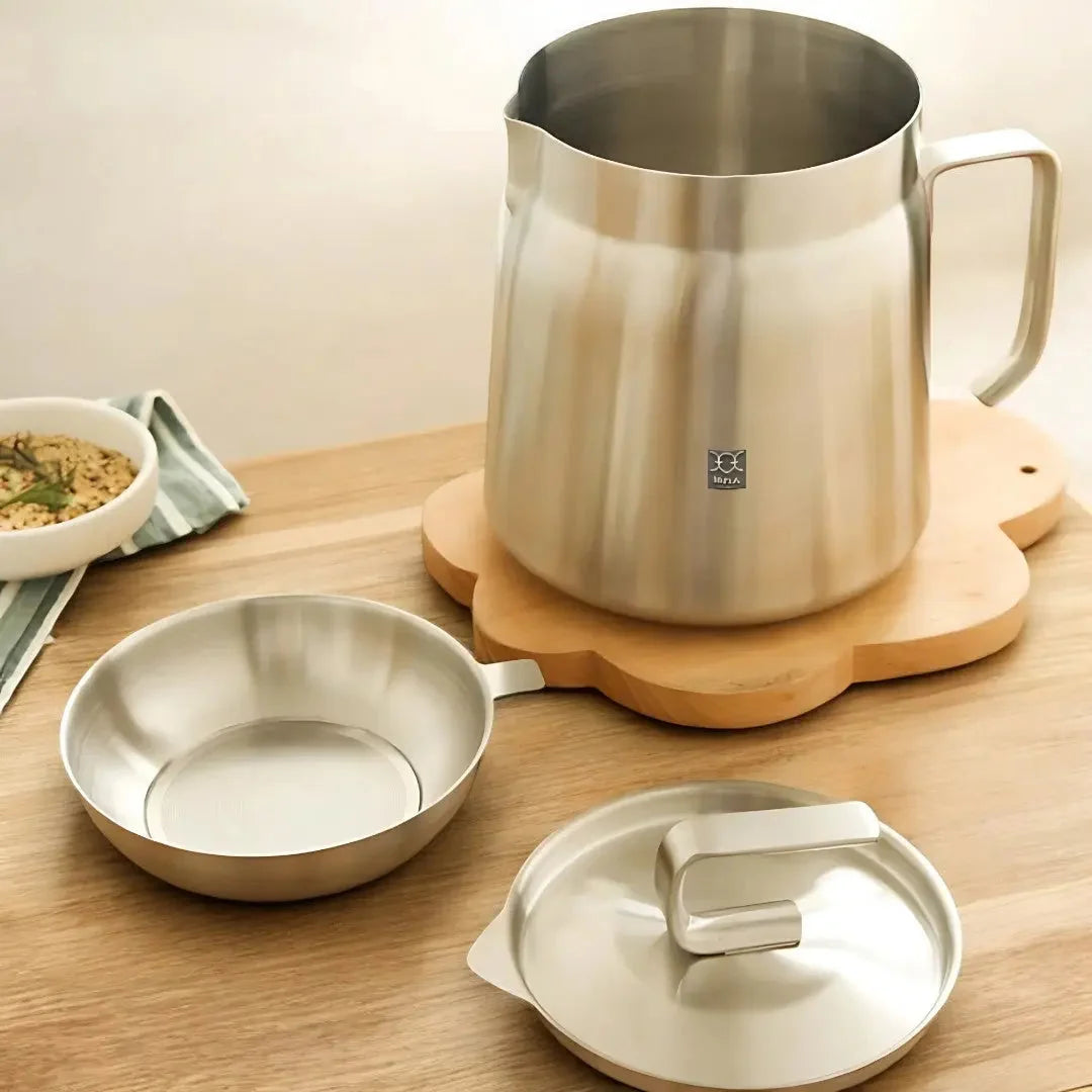 Frying Pan Stainless Steel & Built-In Oil Filter