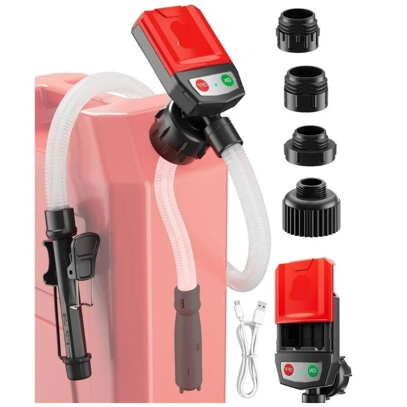 Fuel Transfer Pump Cordless Automatic Shutoff 4 Adapters