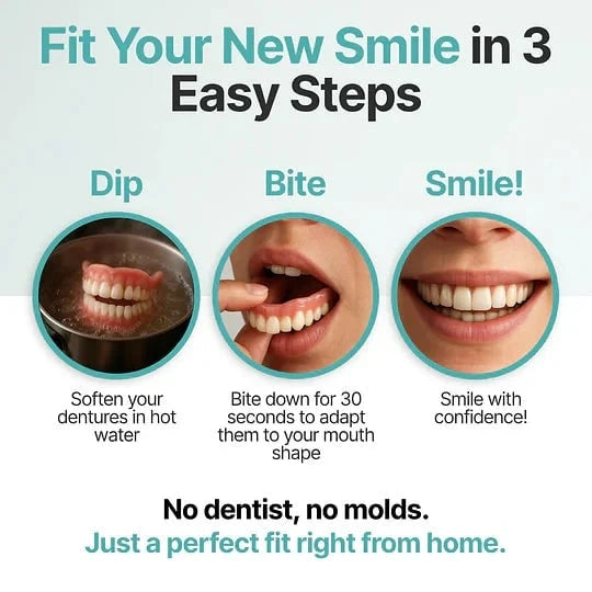 Full Arch Denture Set Flexible Cushion Grip Upper & Lower Arches