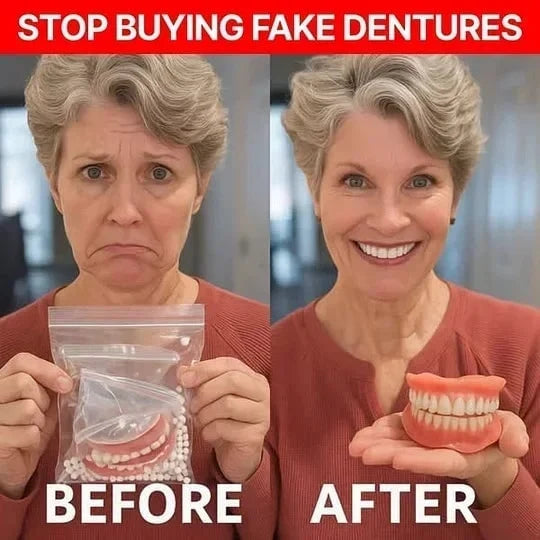 Full Arch Denture Set Flexible Cushion Grip Upper & Lower Arches