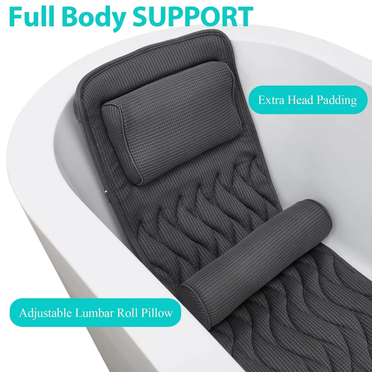 Full-Body Bath Pillow Breathable Padded Fabric & Non-Slip