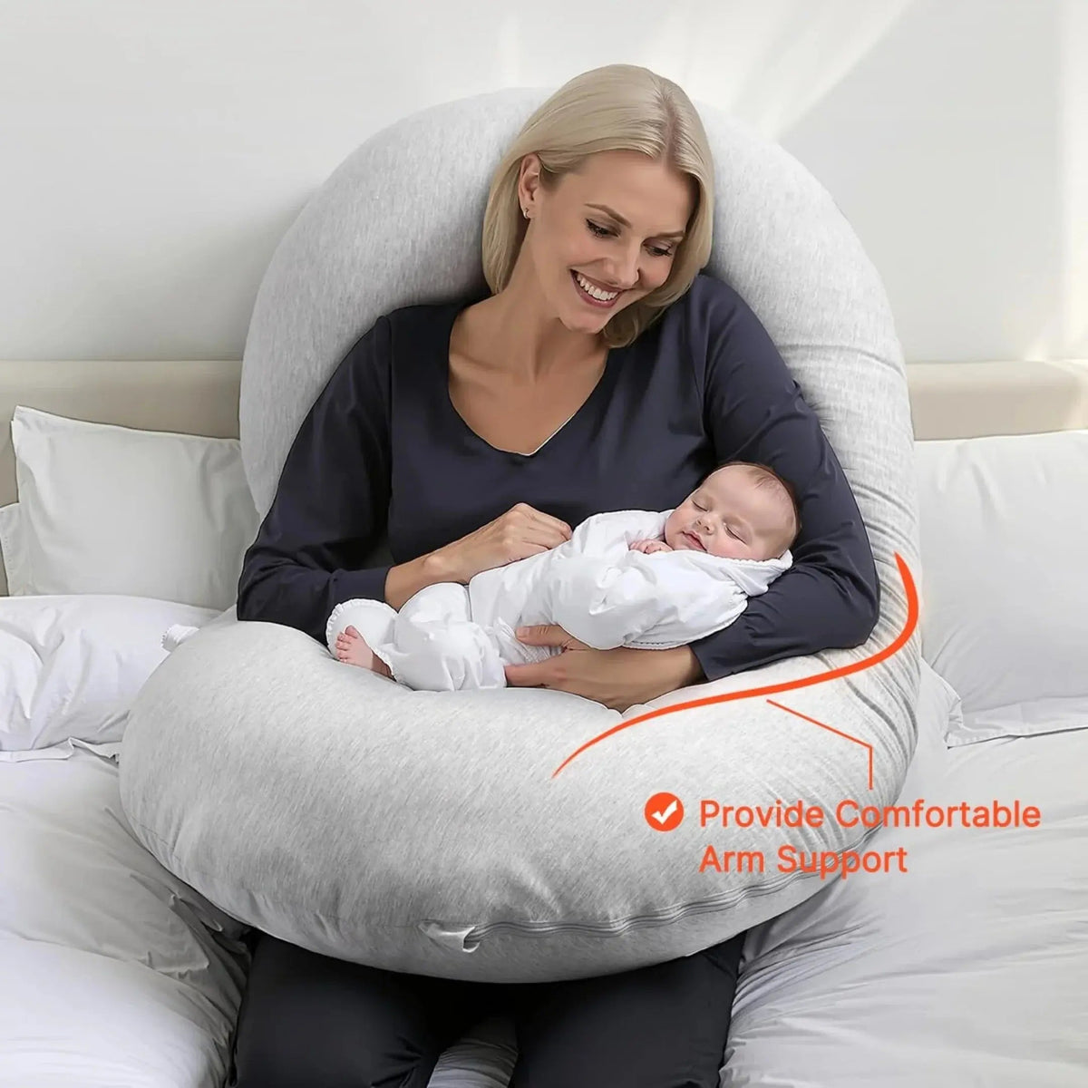 Full-Body Pillow C-Shaped Contoured Machine-Washable Cover