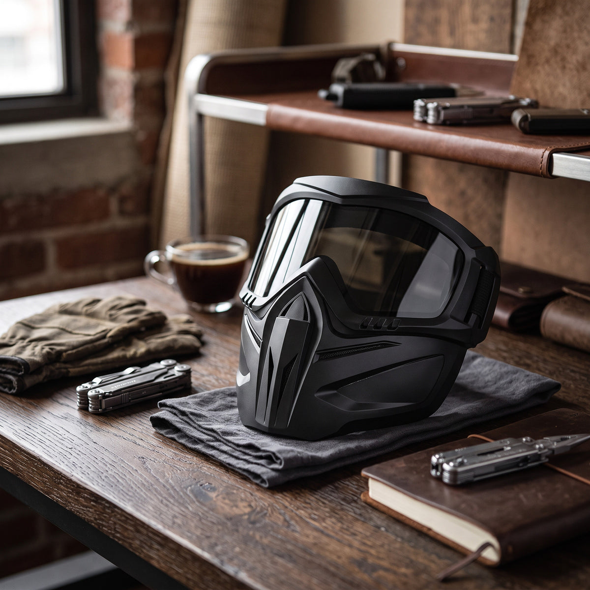 Full-Face Goggle Mask Detachable Two-Piece Polycarbonate Anti-Fog Ventilation