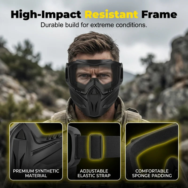 Full-Face Goggle Mask Detachable Two-Piece Polycarbonate Anti-Fog Ventilation