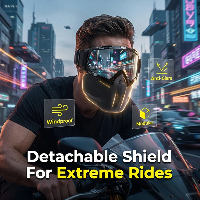 Full-Face Goggle Mask Detachable Two-Piece Polycarbonate Anti-Fog Ventilation