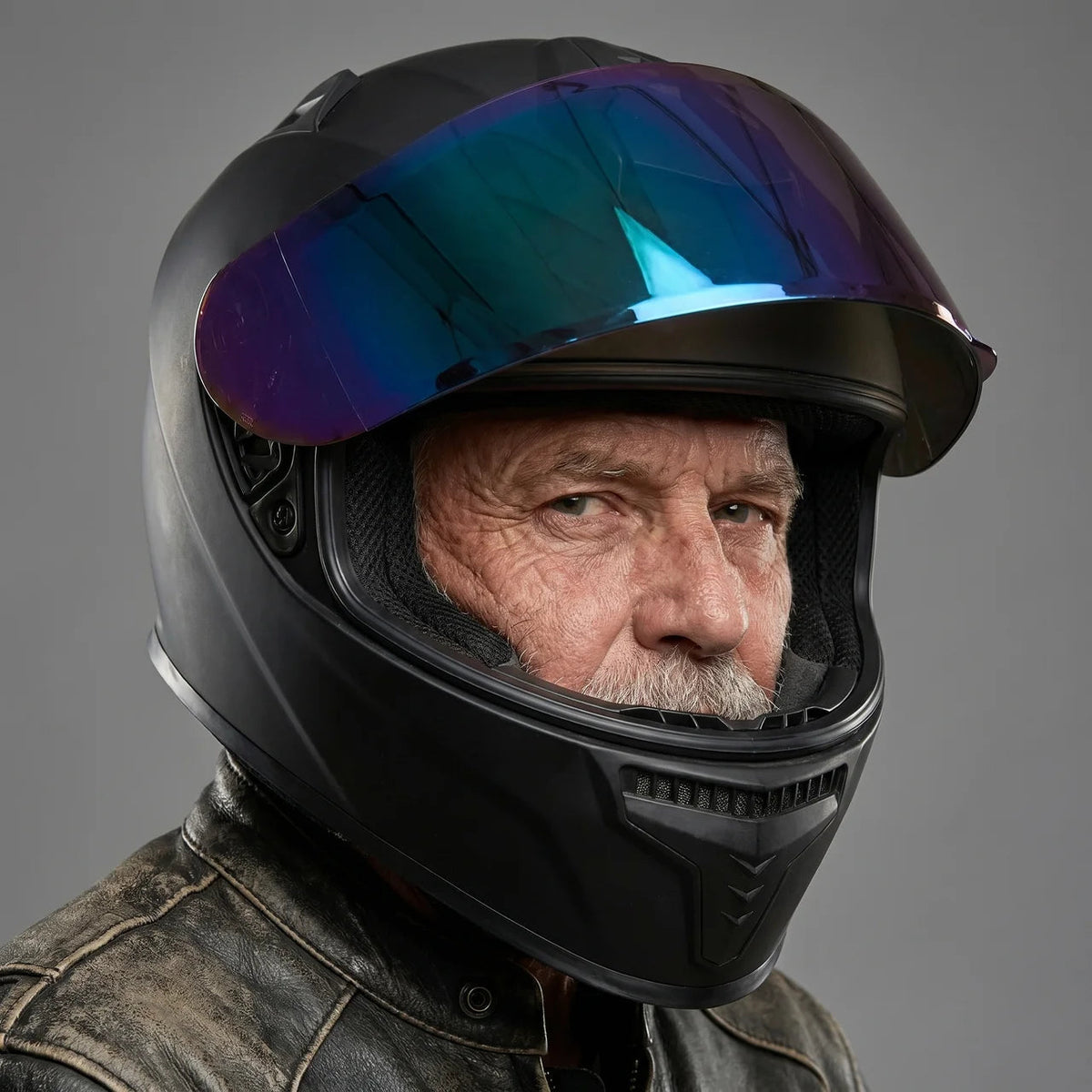 Full-Face Helmet Mirror Visor & Multi-Vent Removable Washable Liner
