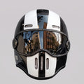 Full-Face Helmet Retro Stripe Goggle-Style Shield