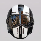 Full-Face Helmet Retro Stripe Goggle-Style Shield