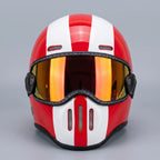 Full-Face Helmet Retro Stripe Goggle-Style Shield